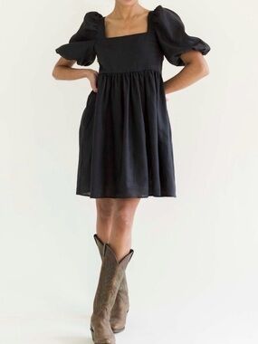 Black Denim Babydoll Dress